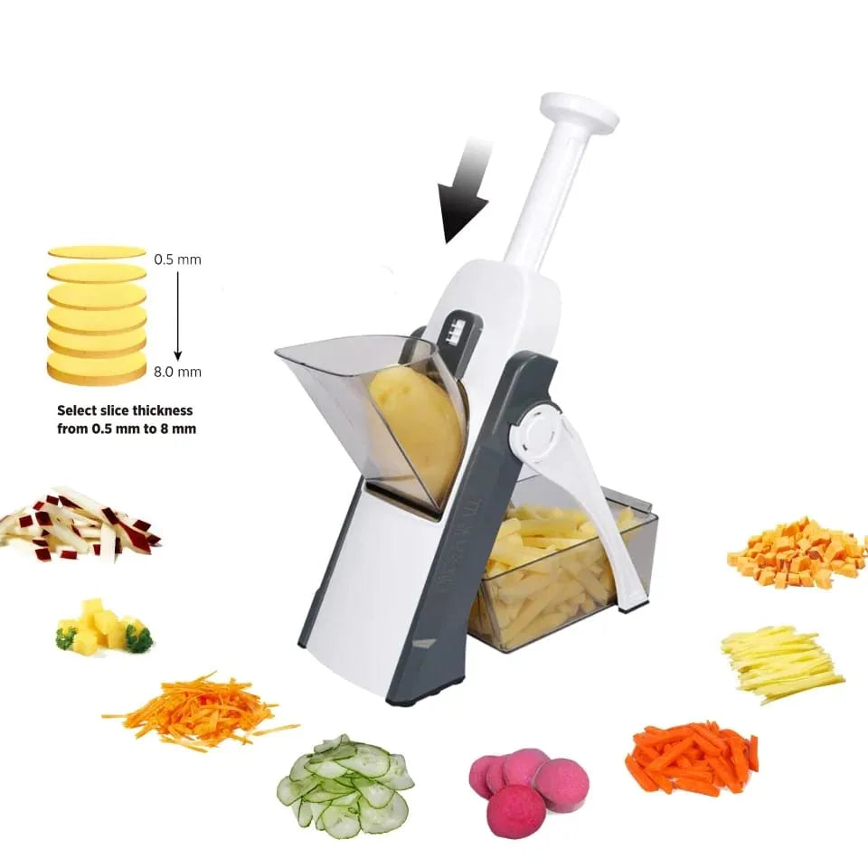 The Ultimate 5-in-1 Mandoline Slicer – Slice, Chop & Shred Like a Pro!
