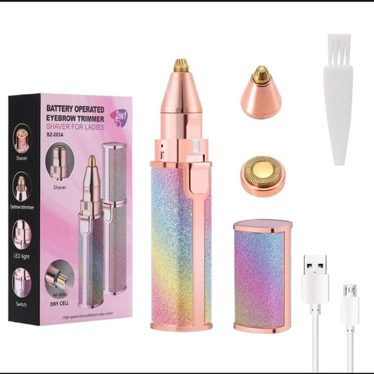 2 in 1 Electric Eyebrow Trimmer and Shaver, Rechargeable Hair Remover for All Parts